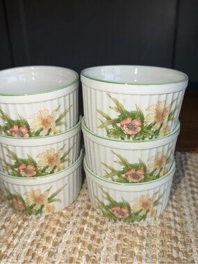 Ramekin Jade Lily By Shafford ~ 4” ~ Floral Set of 6